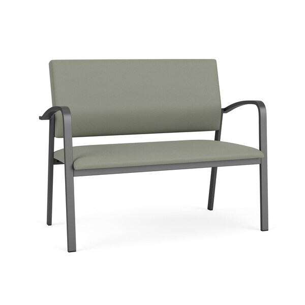 Lesro Newport 2 Seat Tandem Seating Metal Frame No Center Arms, Charcoal, OH Eucalyptus Upholstery NP1501 - main